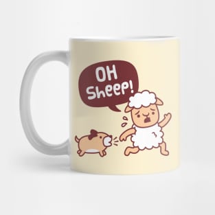 Oh Sheep, Dog Chasing Sheep Funny Mug